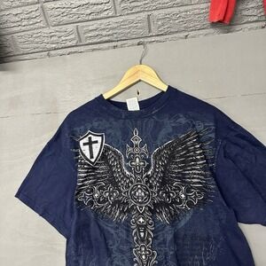 Men's affliction t shirt Navy Blue Size  XL